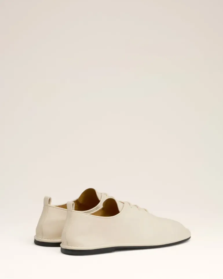 Ami Paris Beige Leather One Cut Shoes WHITE CREAM Flash Sale