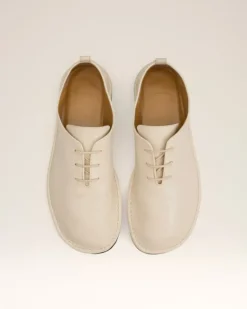 Ami Paris Beige Leather One Cut Shoes WHITE CREAM Flash Sale