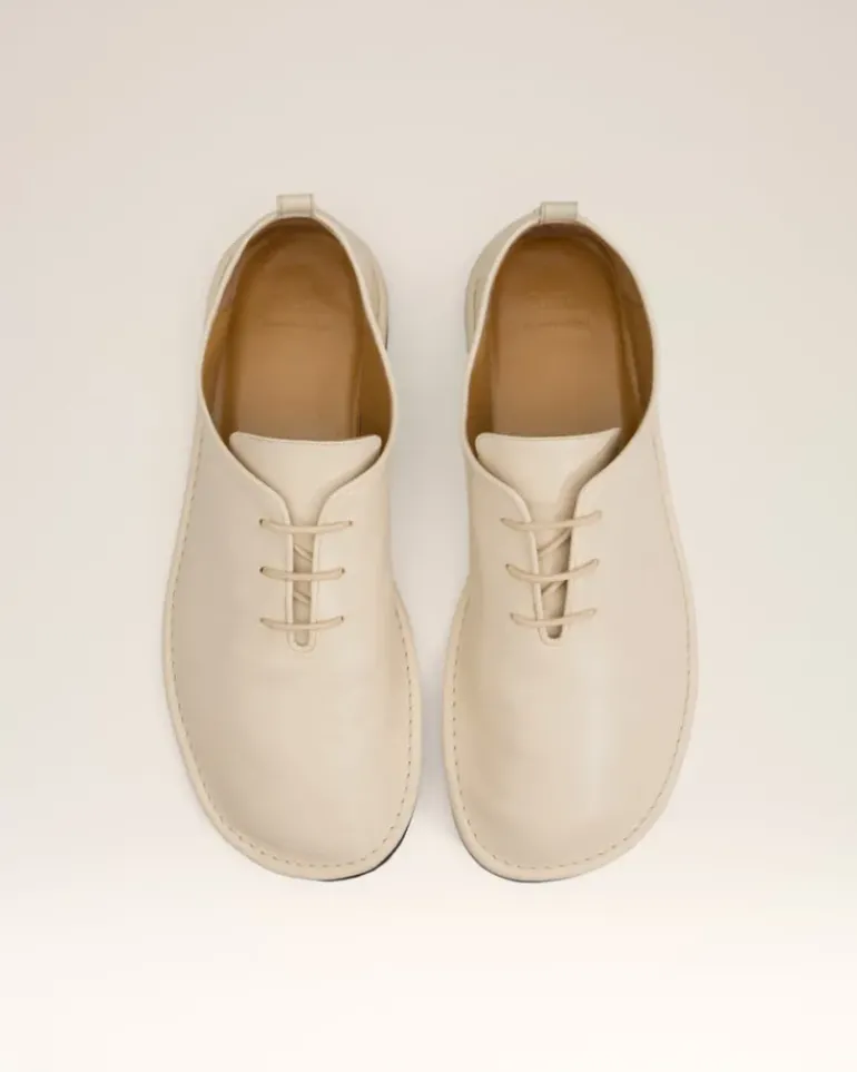 Ami Paris Beige Leather One Cut Shoes WHITE CREAM Flash Sale