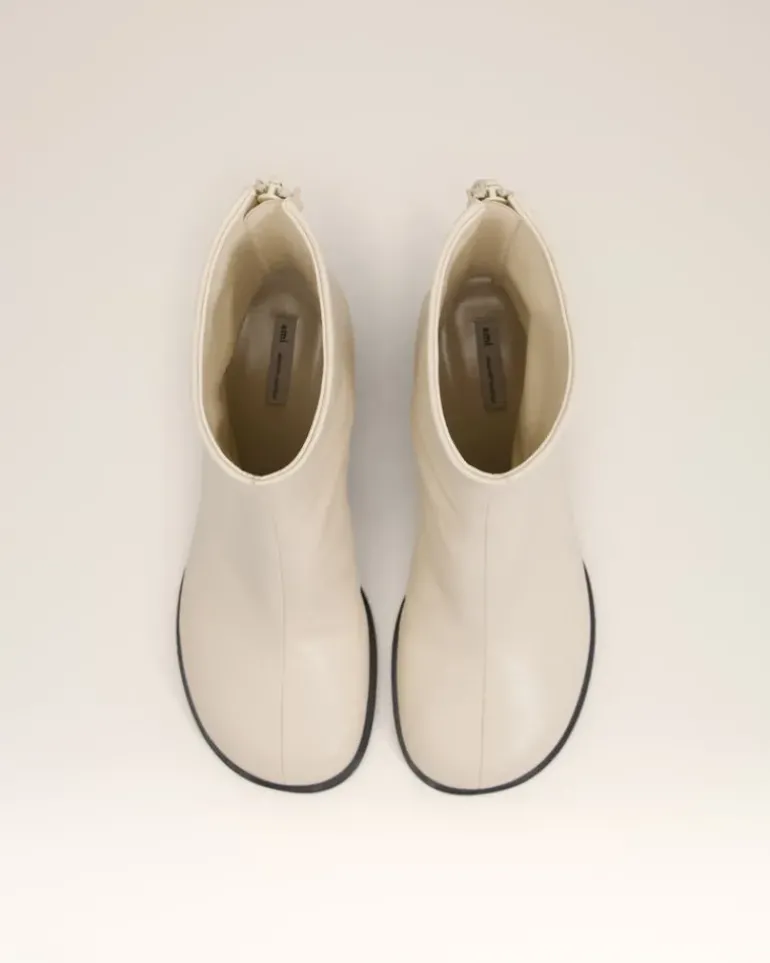 Ami Paris Beige Leather Piano Boots WHITE CREAM Cheap