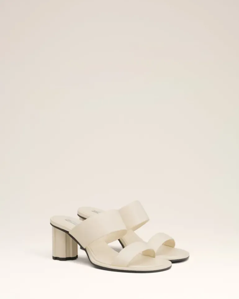 Ami Paris Beige Leather Piano Sandals WHITE CREAM Outlet