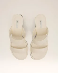 Ami Paris Beige Leather Piano Sandals WHITE CREAM Outlet