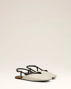 Ami Paris Beige Leather Slingbacks CINNAMON/WHITE CREAM/BLACK Store