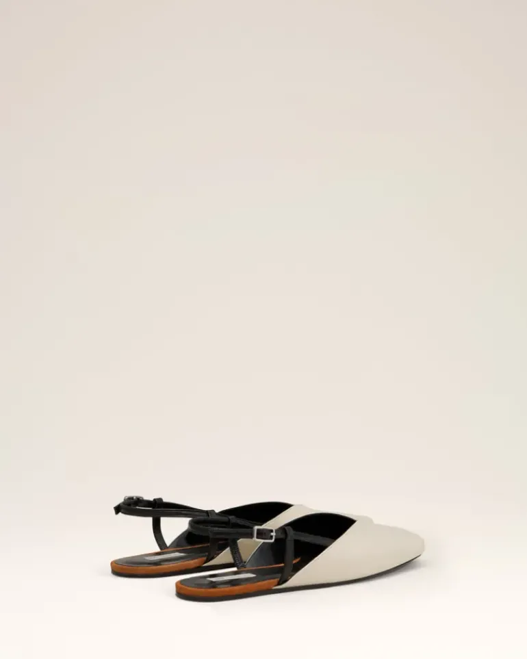Ami Paris Beige Leather Slingbacks CINNAMON/WHITE CREAM/BLACK Store