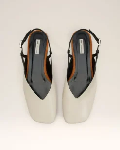 Ami Paris Beige Leather Slingbacks CINNAMON/WHITE CREAM/BLACK Store
