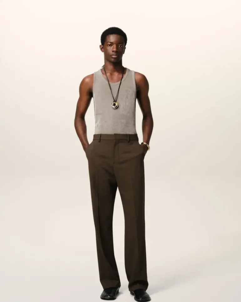 Ami Paris Beige Light Shiny Rib Jersey Tanktop ASH Online