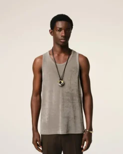 Ami Paris Beige Light Shiny Rib Jersey Tanktop ASH Online
