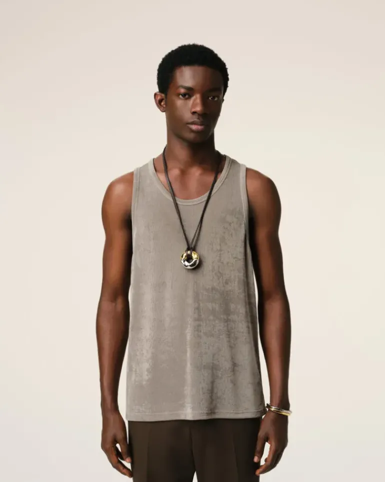Ami Paris Beige Light Shiny Rib Jersey Tanktop ASH Online