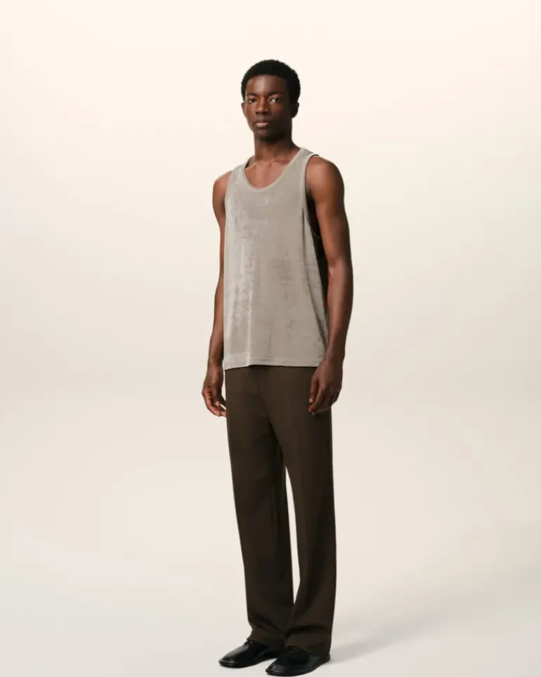 Ami Paris Beige Light Shiny Rib Jersey Tanktop ASH Online
