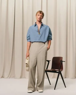 Ami Paris Beige New Wool Sailor Trousers GINGER Store