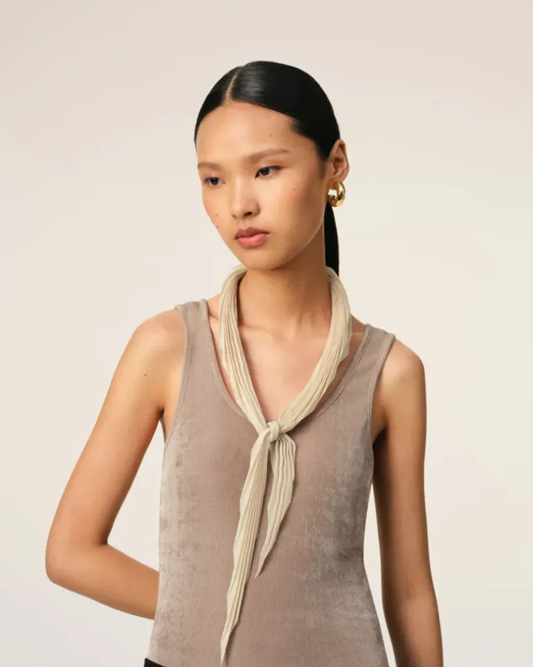 Ami Paris Beige Pleated Diamond Shaped Scarf GINGER New