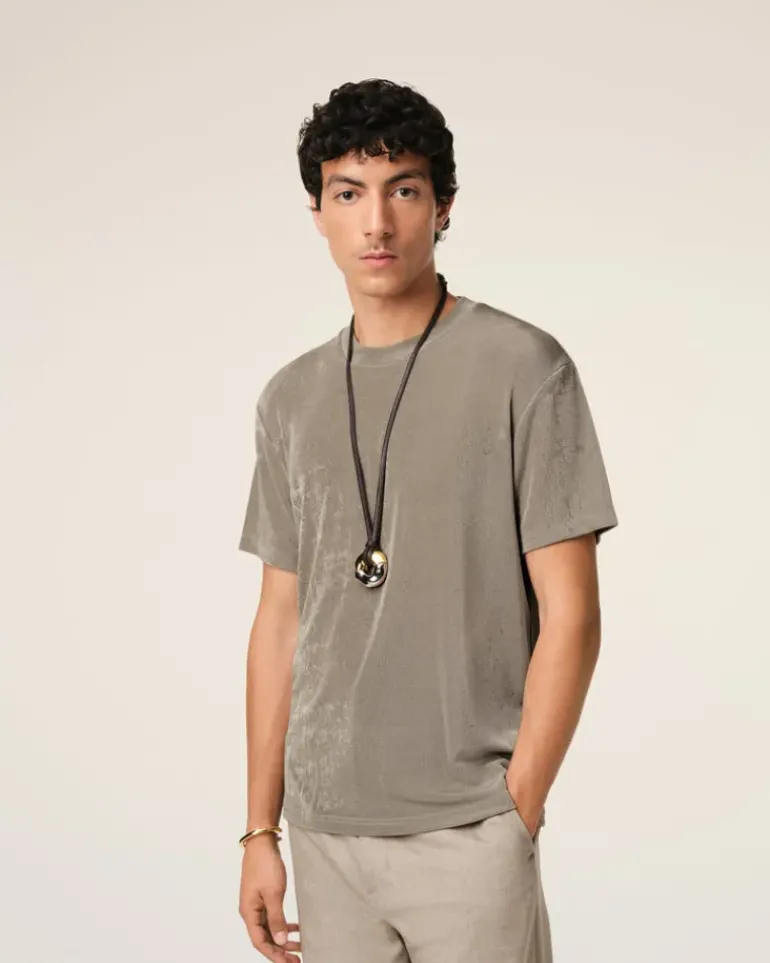 Ami Paris Beige Rib Jersey Short Sleeve T-Shirt ASH Cheap