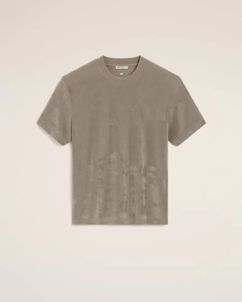 Ami Paris Beige Shiny Jersey Short Sleeve T-Shirt ASH Store
