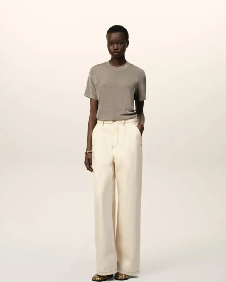 Ami Paris Beige Shiny Jersey Short Sleeve T-Shirt ASH Store