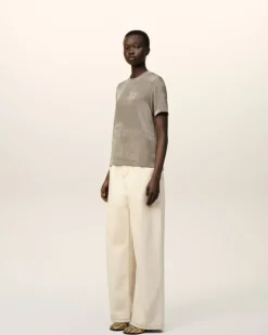 Ami Paris Beige Shiny Jersey Short Sleeve T-Shirt ASH Store