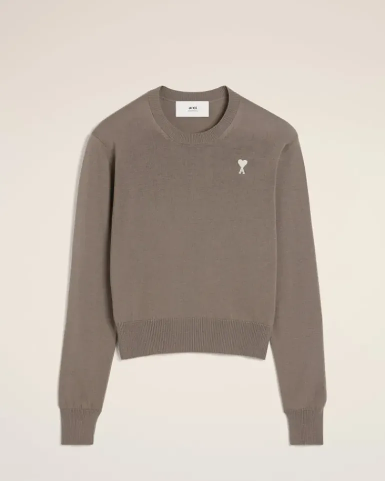 Ami Paris Beige Wool Ami de Coeur Crew Neck Sweater ASH Fashion