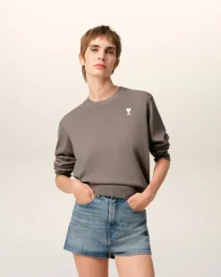 Ami Paris Beige Wool Ami de Coeur Crew Neck Sweater ASH Fashion