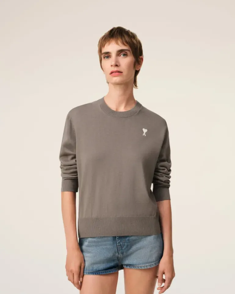 Ami Paris Beige Wool Ami de Coeur Crew Neck Sweater ASH Fashion