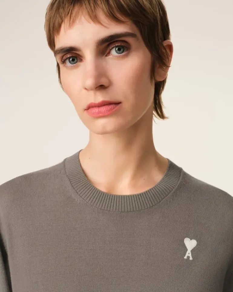 Ami Paris Beige Wool Ami de Coeur Crew Neck Sweater ASH Fashion