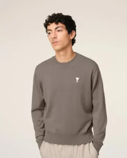Ami Paris Beige Wool Ami de Coeur Crew Neck Sweater ASH Cheap