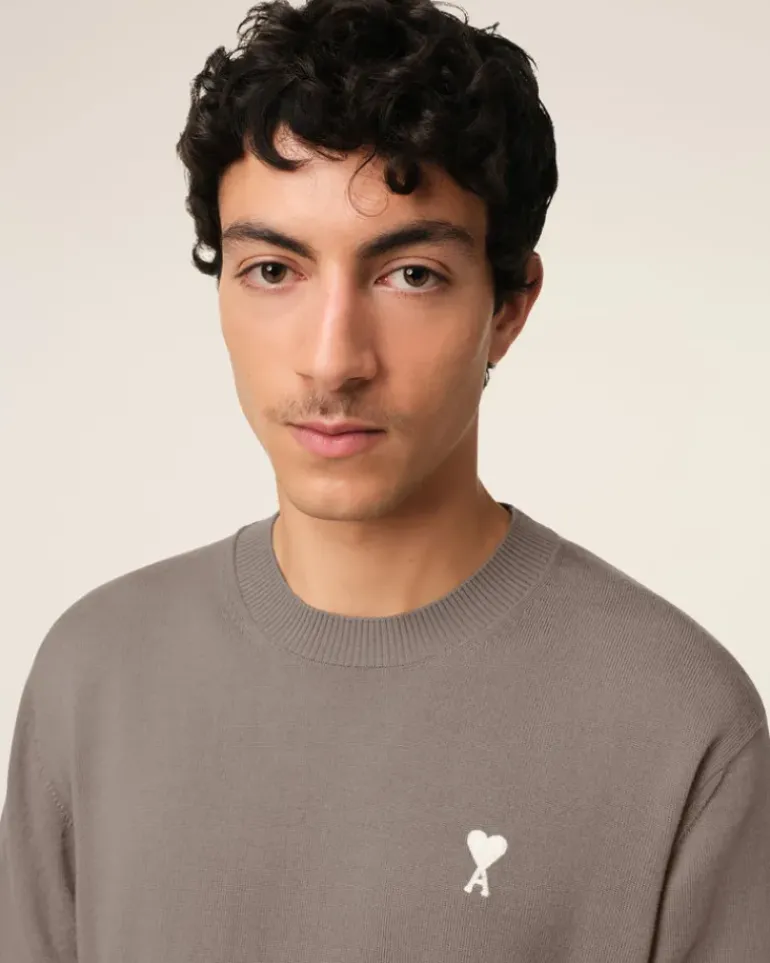 Ami Paris Beige Wool Ami de Coeur Crew Neck Sweater ASH Cheap