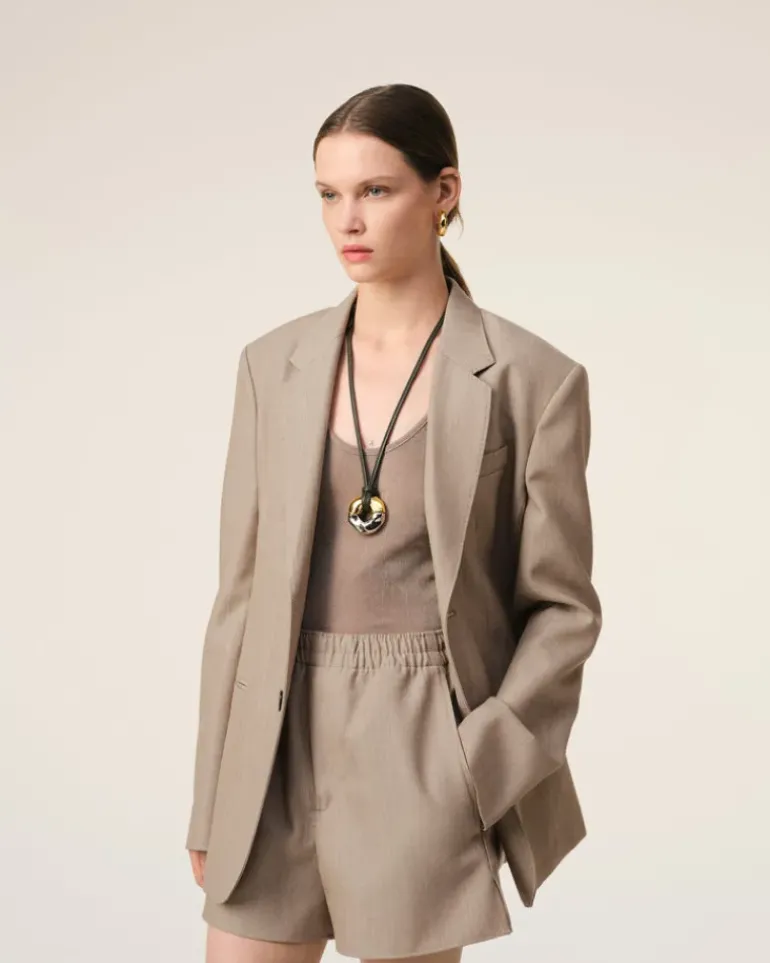 Ami Paris Beige Wool Back Slit Jacket GINGER Cheap