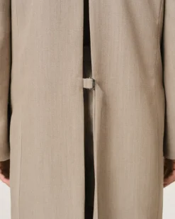 Ami Paris Beige Wool Back Slit Long Coat GINGER Best