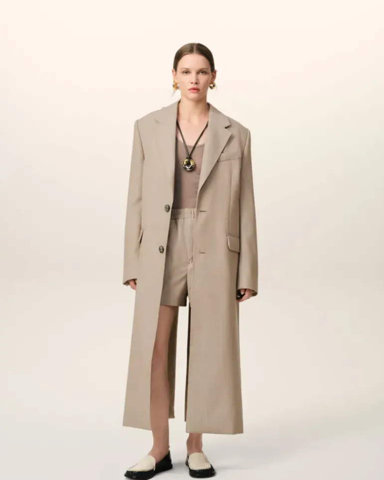 Ami Paris Beige Wool Back Slit Long Coat GINGER Shop