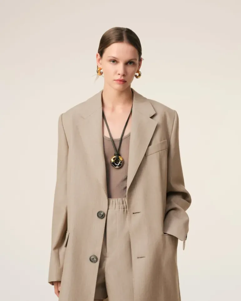Ami Paris Beige Wool Back Slit Long Coat GINGER Shop