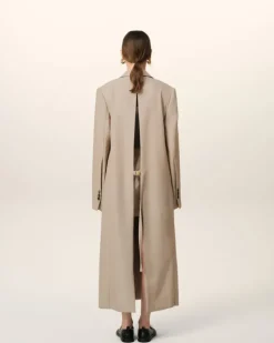 Ami Paris Beige Wool Back Slit Long Coat GINGER Shop