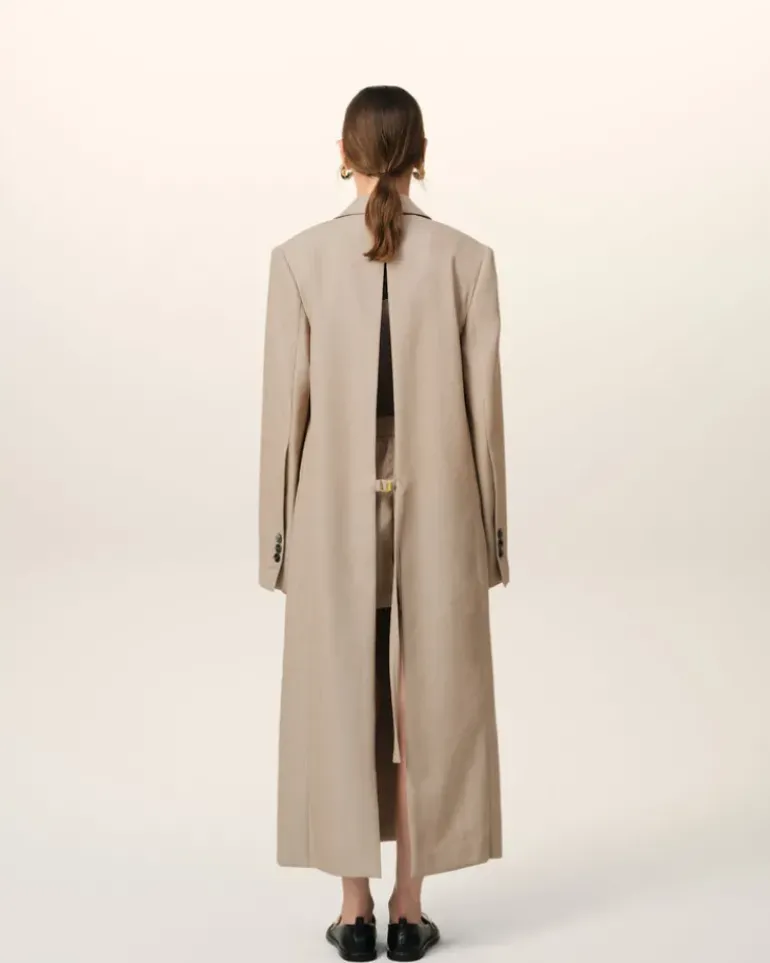 Ami Paris Beige Wool Back Slit Long Coat GINGER Shop