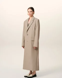 Ami Paris Beige Wool Back Slit Long Coat GINGER Shop
