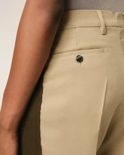 Ami Paris Beige Wool Contrasted Band Straight Trousers SAND/BLACK OLIVE Sale