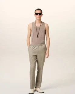 Ami Paris Beige Wool Elasticated Waist Trousers ASH Shop