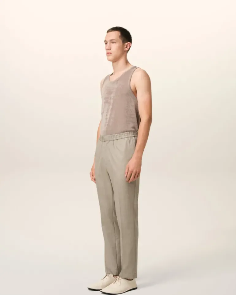 Ami Paris Beige Wool Elasticated Waist Trousers ASH Shop