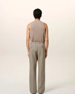 Ami Paris Beige Wool Straight Fit Trousers ASH Store