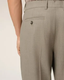 Ami Paris Beige Wool Straight Fit Trousers ASH Store