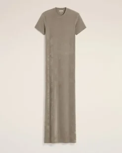 Ami Paris Beige Rib Jersey Short Sleeve Long Dress ASH Online