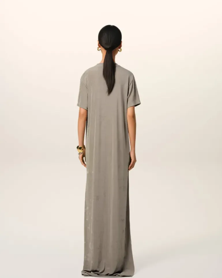 Ami Paris Beige Rib Jersey Short Sleeve Long Dress ASH Online