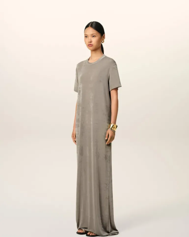 Ami Paris Beige Rib Jersey Short Sleeve Long Dress ASH Online