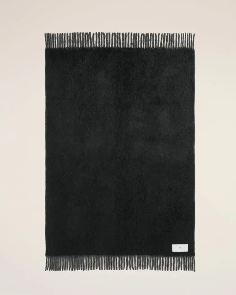 Ami Paris Bicolor Double-Sided Blanket With Ami Alexandre Mattiussi Tab BLACK Fashion