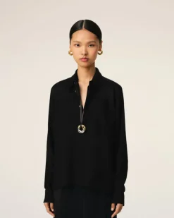 Ami Paris Contrasted Top Long Sleeve Shirt BLACK Online