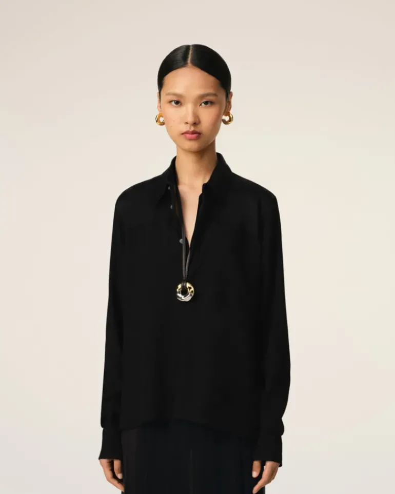 Ami Paris Contrasted Top Long Sleeve Shirt BLACK Online