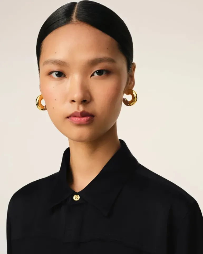Ami Paris Contrasted Top Long Sleeve Shirt BLACK Online