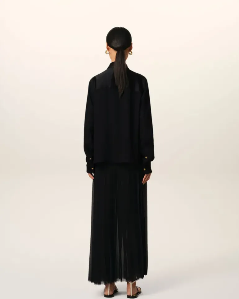 Ami Paris Contrasted Top Long Sleeve Shirt BLACK Online