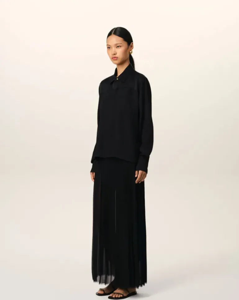 Ami Paris Contrasted Top Long Sleeve Shirt BLACK Online