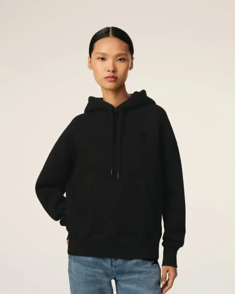 Ami Paris Cotton Ami de Coeur Hoodie BLACK Flash Sale