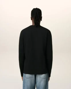 Ami Paris Cotton Ami de Coeur Long Sleeves T-Shirt BLACK Sale