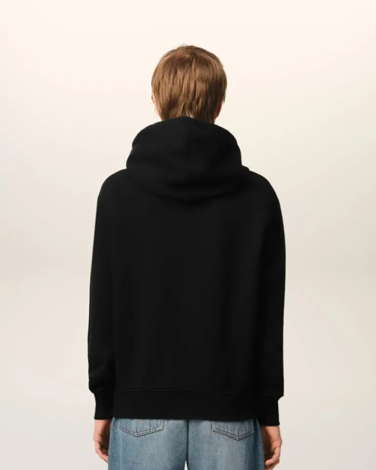 Ami Paris Cotton Ami de Coeur Hoodie BLACK Outlet