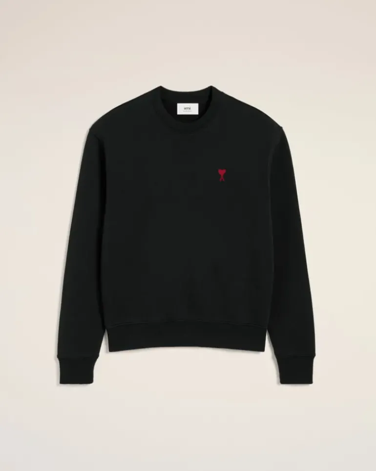 Ami Paris Cotton Ami de Coeur Sweatshirt BLACK Sale